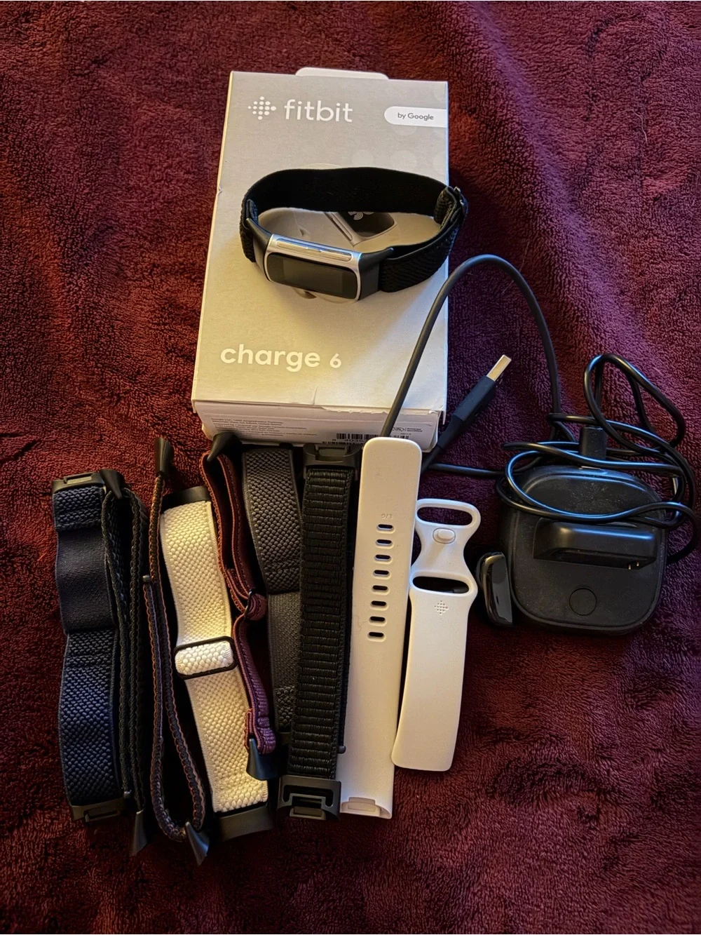 fitbit Charge 6 with Black Tracker and Multiple Replacement Bands